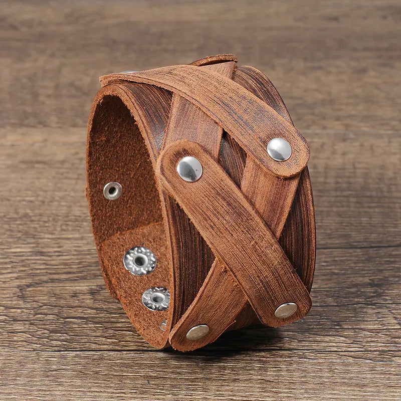 Shadowbound Leather Charm Cuff