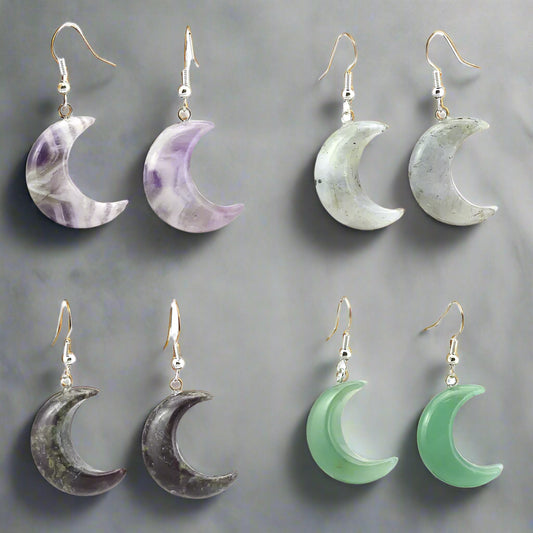 Natural Stone Meniscus Earrings
