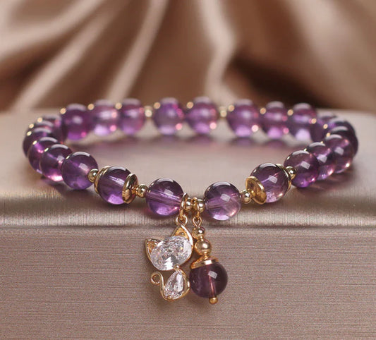 Natural Amethyst Cat Pendant