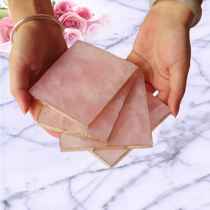 Rose Quartz Coaster Set
