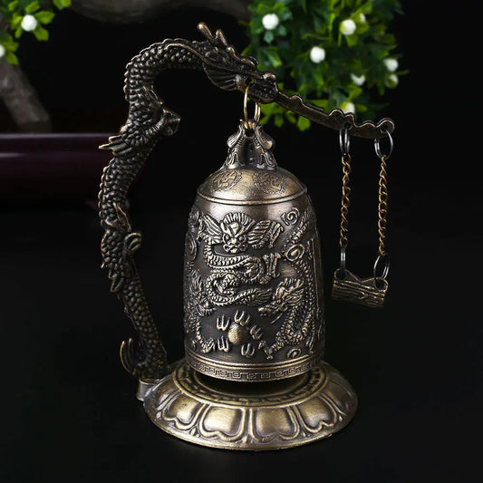Bronze Monk Dragon Bell Wind Chime Decorative Piece Sorceress Sanctuary