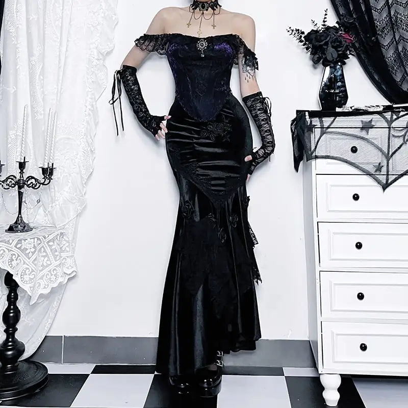 Elegant Goth Fishtail Dress