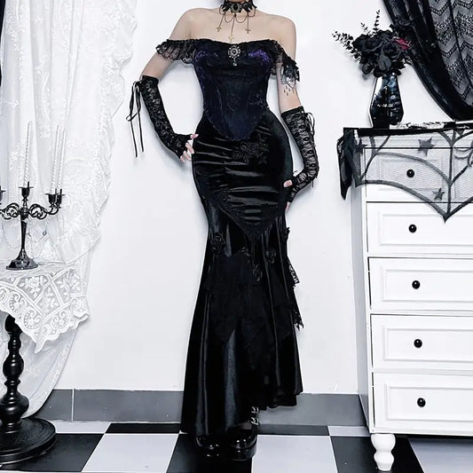 Elegant Goth Fishtail Dress