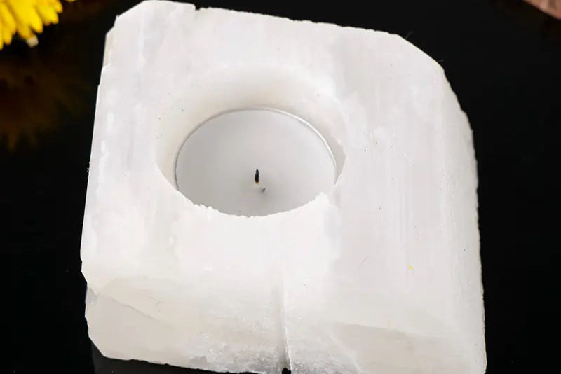 Natural Amethyst and Quartz Candle Holder Decor