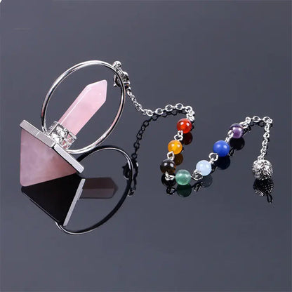 Obsidian Crystal Pendulum with Seven Chakra Beads Sorceress Sanctuary