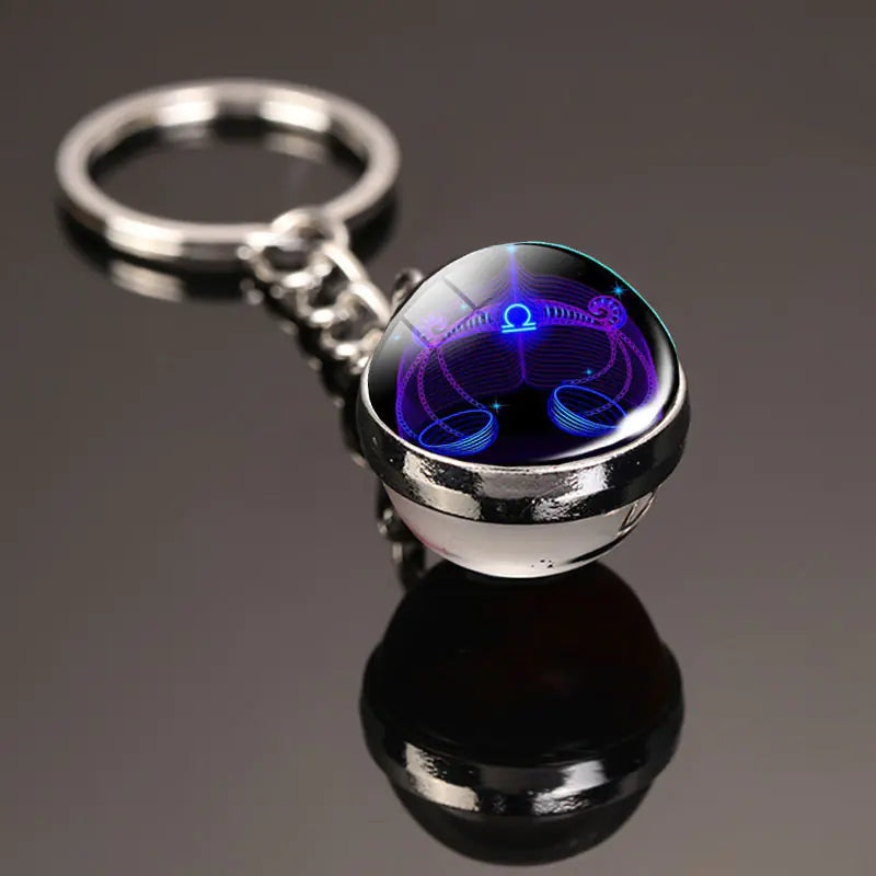 Zodiac Keychain | Time Gem Double-Sided Glass Ball Sorceress Sanctuary