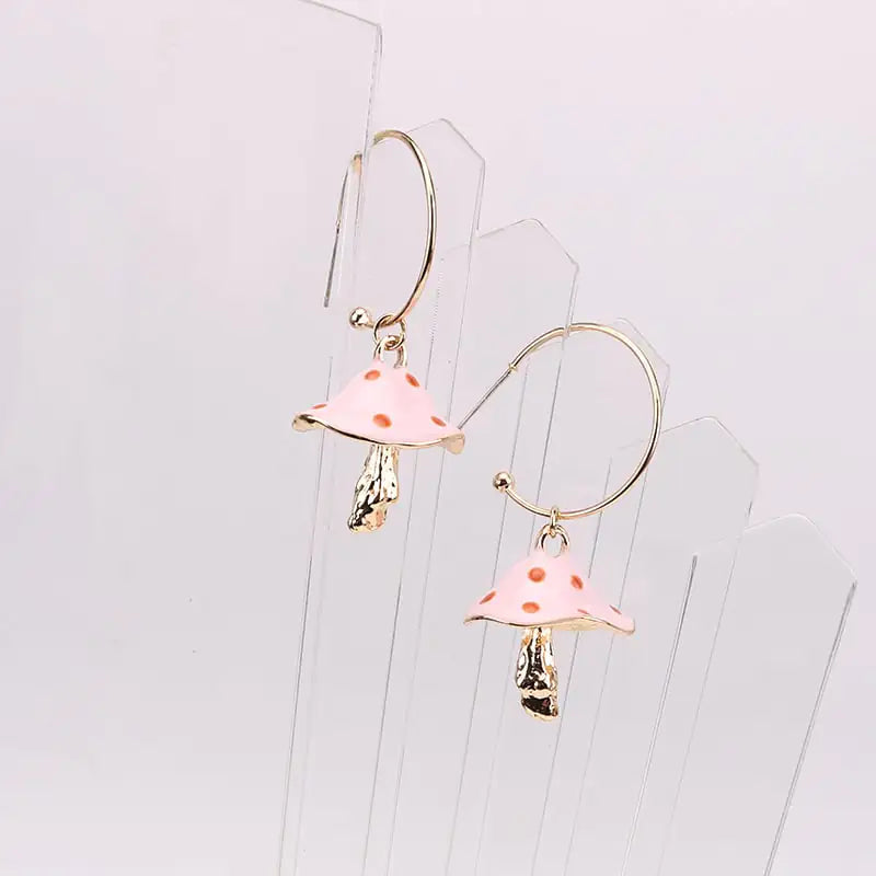 Oil Drip Mushroom Earrings
