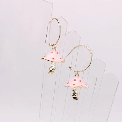Oil Drip Mushroom Earrings