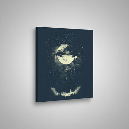 Artistic depiction of a smiley face formed by clouds and moon in a night sky.