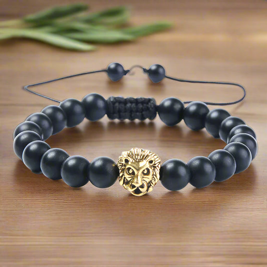 Black Dragon & Lion Head Bracelet