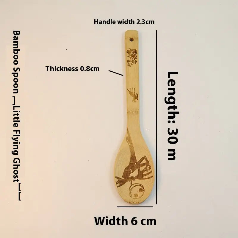 Engraved Bamboo Spoon Spooky Set