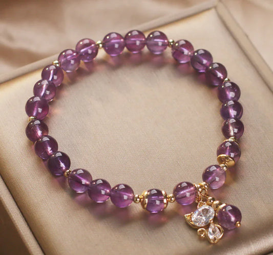 Natural Amethyst Cat Pendant