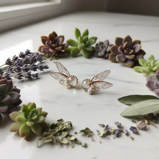 Fairy Wing Gold Thief Gear 925 Silver Earrings Sorceress Sanctuary