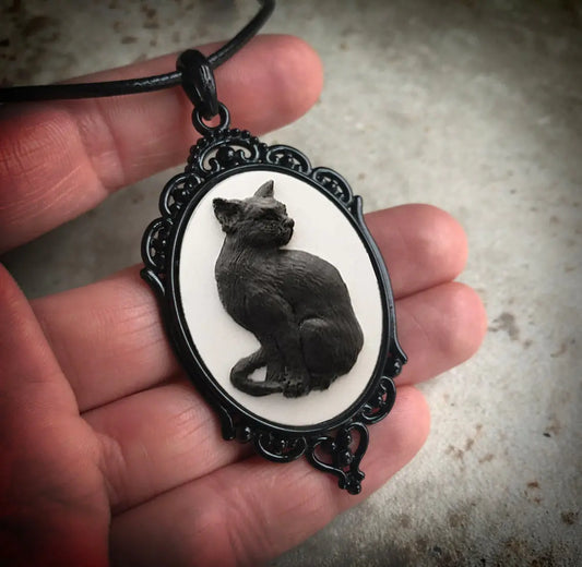 Gothic Metal Black Cat Necklace