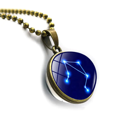 Double-Sided Glass Zodiac Necklace