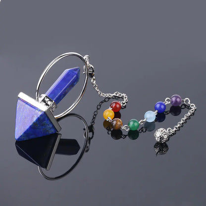 Obsidian Crystal Pendulum with Seven Chakra Beads Sorceress Sanctuary