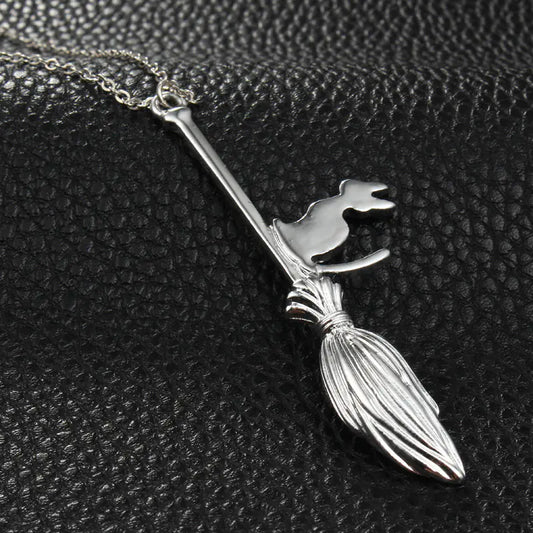 Cat Broom Pendant Necklace