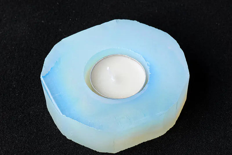 Hexagonal crystal with a white center on a black background