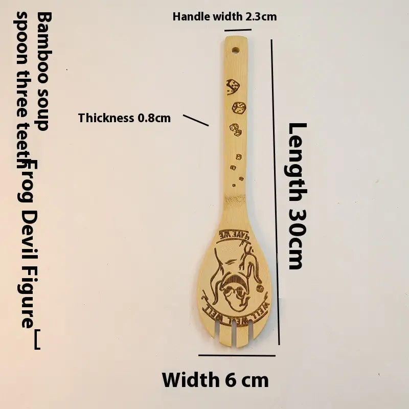 Engraved Bamboo Spoon Spooky Set