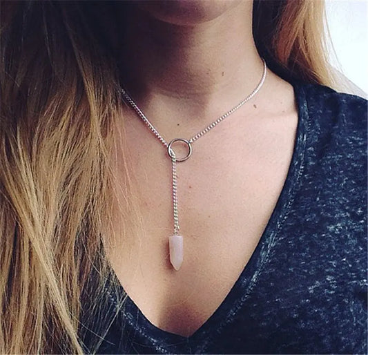 Natural Crystal | Column Necklace