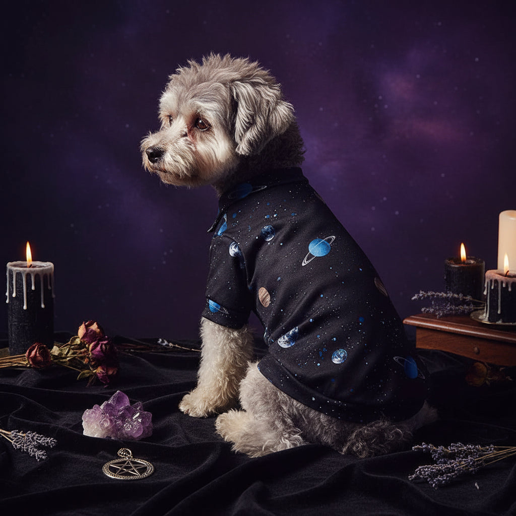 Cosmic Planet Print Dog T-Shirt for Cats Sorceress Sanctuary