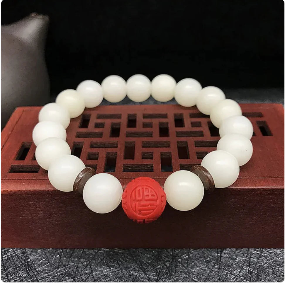 White Jade Bodhi Bead Bracelet Sorceress Sanctuary