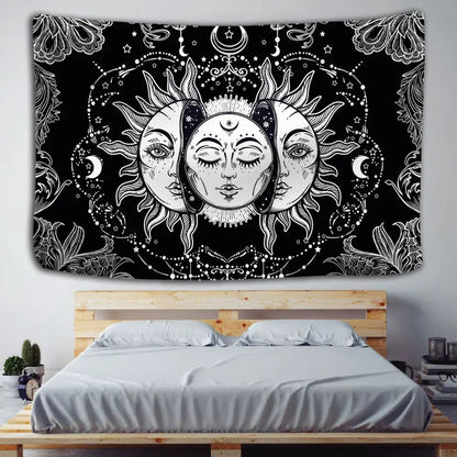 Mandala Tapestry Wall Hanging - Sun and Moon Design Sorceress Sanctuary