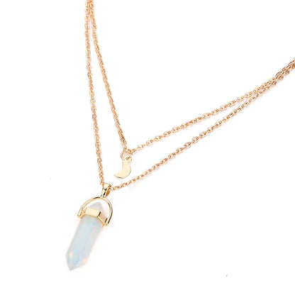 Natural Crystal Moon Necklace
