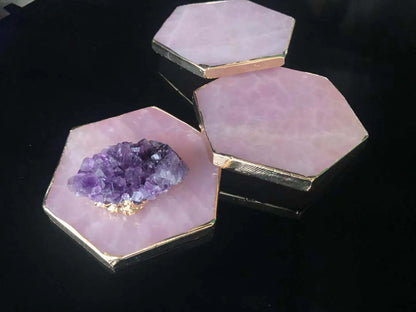 Rose Quartz Coaster Set