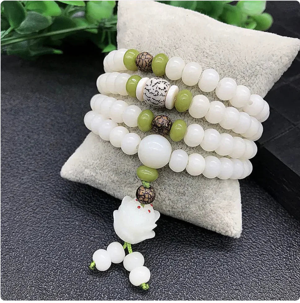 White Jade Bodhi Bead Bracelet Sorceress Sanctuary