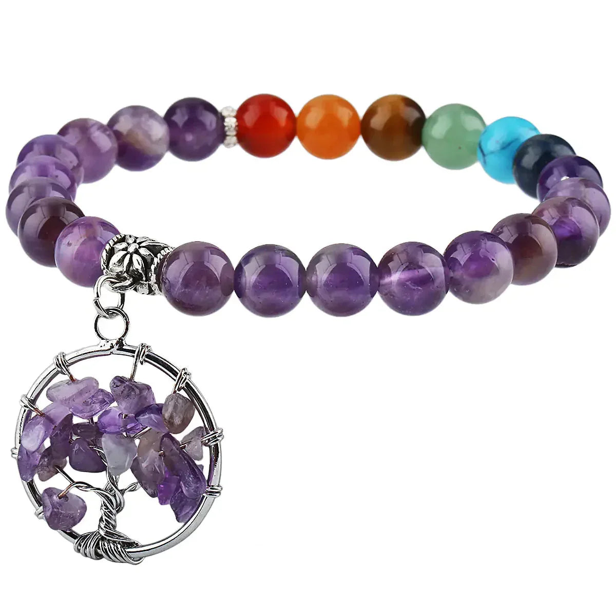 Seven-Color Natural Crystal Round Beads Bracelet Sorceress Sanctuary