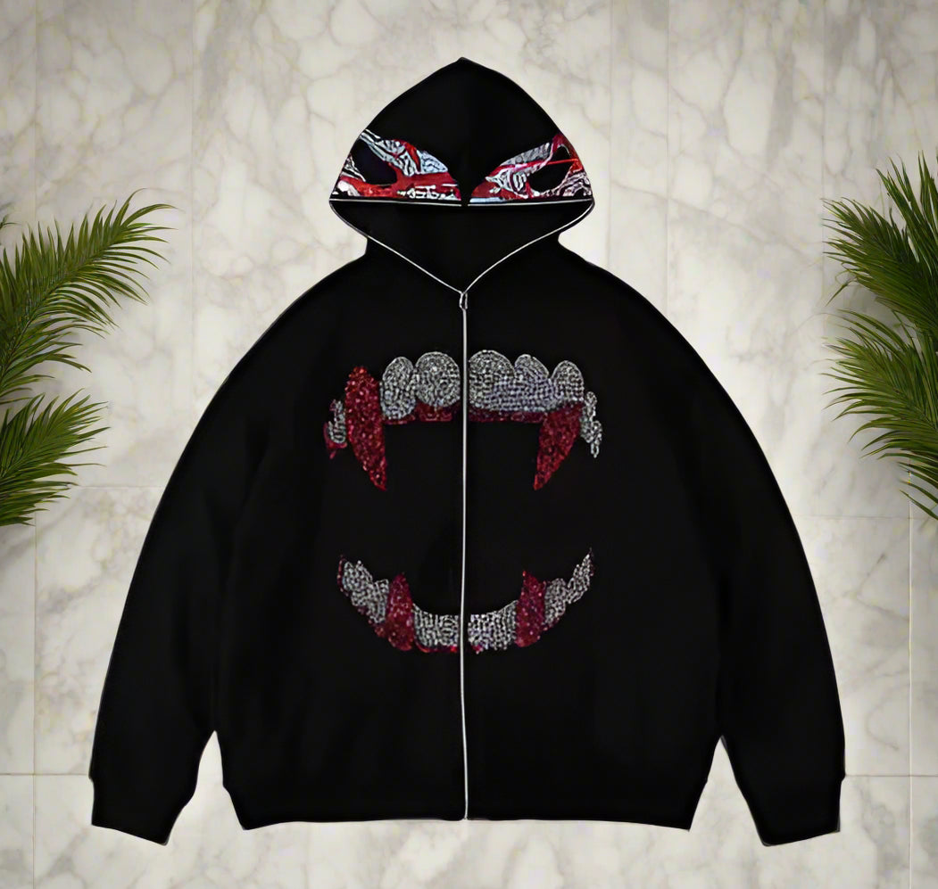 Gothic Grunge Zip-Up Hoodie
