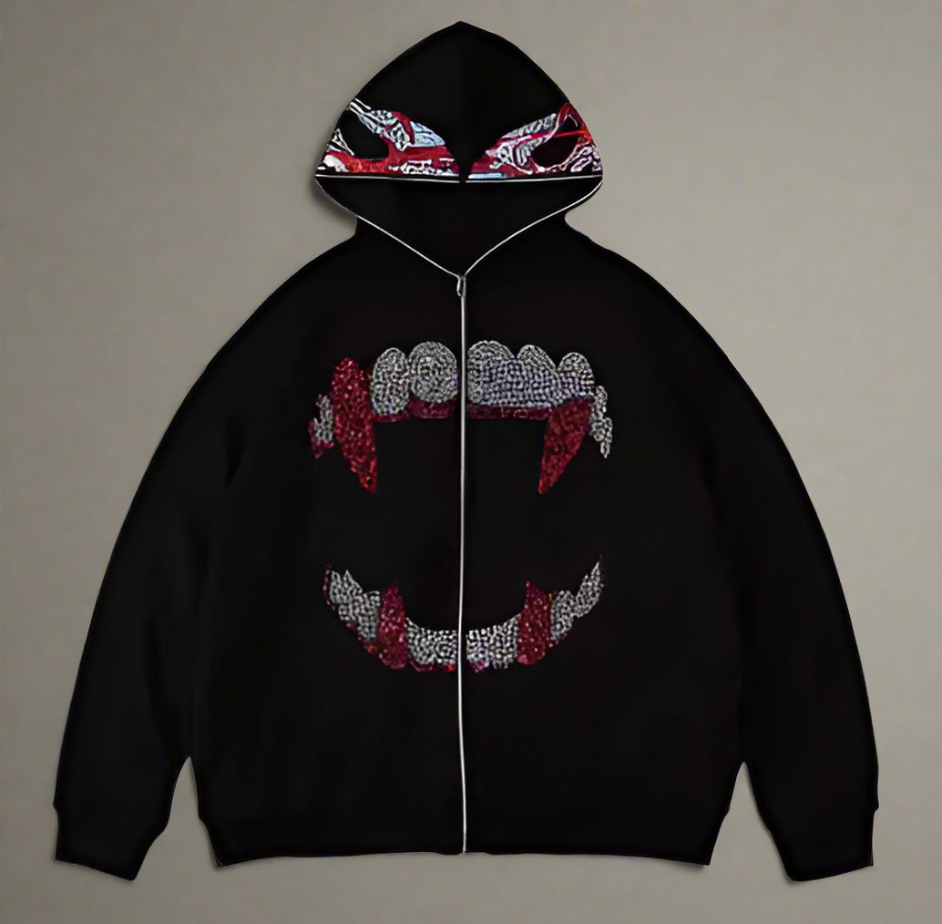 Gothic Grunge Zip-Up Hoodie