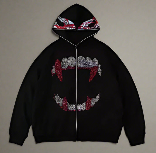 Gothic Grunge Zip-Up Hoodie