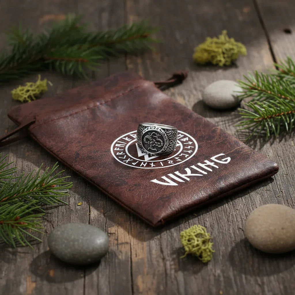 Vintage Viking Dragon Rune Ring - Men's Titanium Steel Sorceress Sanctuary