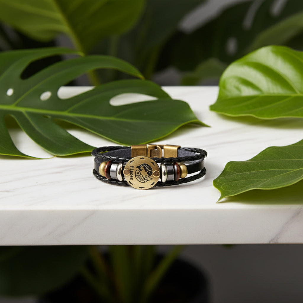Bracelet with Pisces symbol on a white background