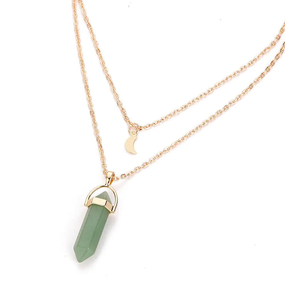 Natural Crystal Moon Necklace