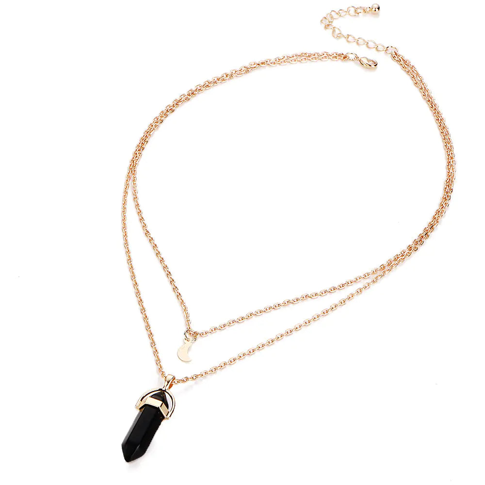 Natural Crystal Moon Necklace