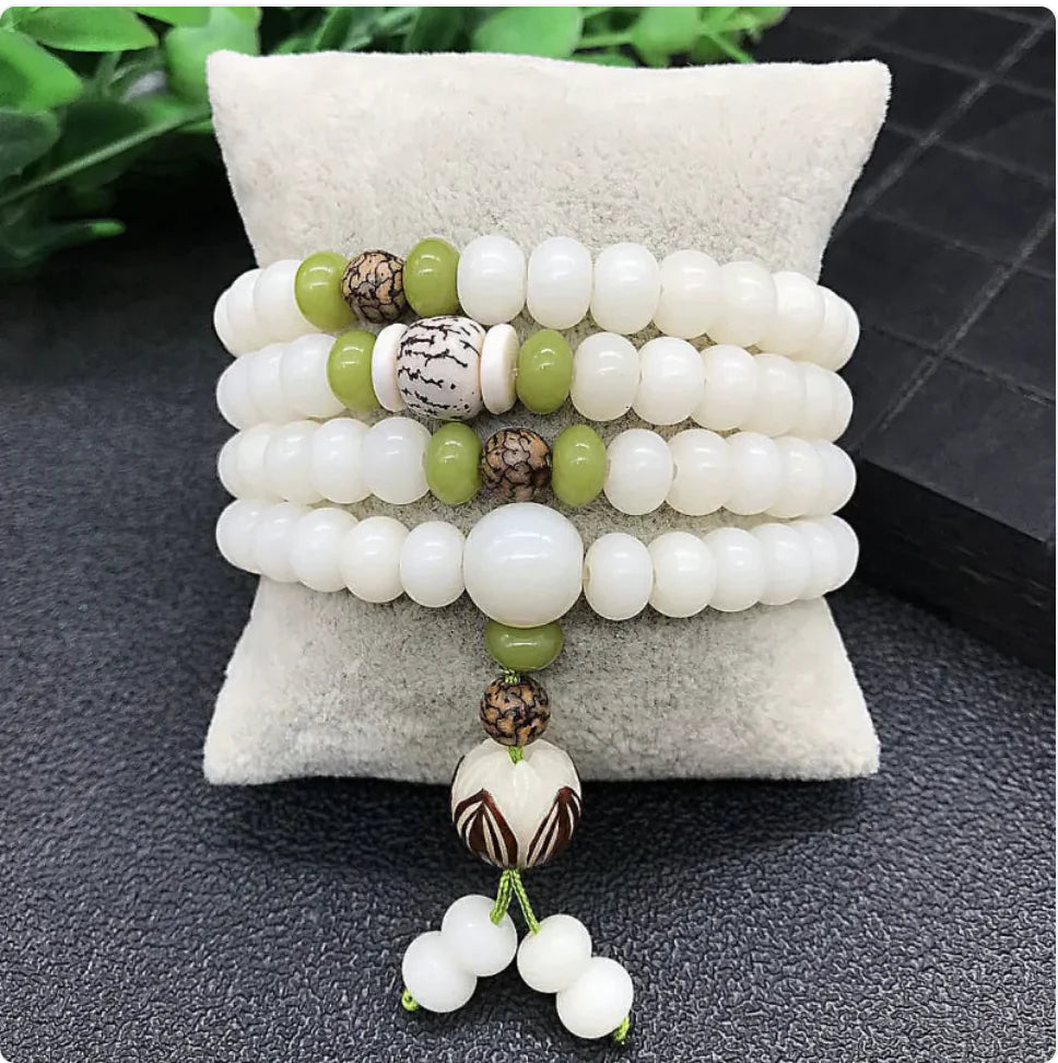 White Jade Bodhi Bead Bracelet Sorceress Sanctuary