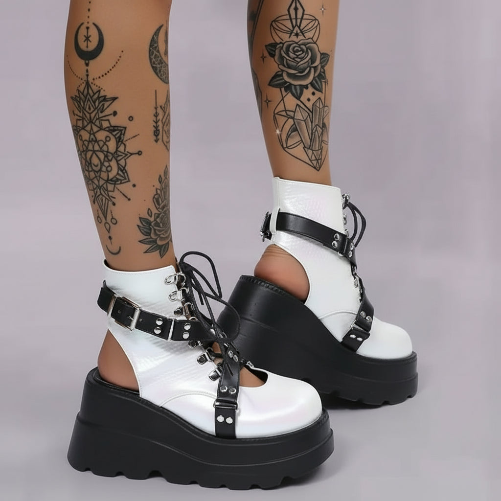 Gothic Street Punk Plus Size Matte Finish Boots Sorceress Sanctuary