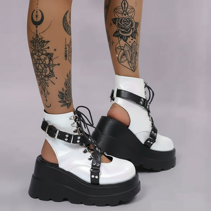 Gothic Street Punk Plus Size Matte Finish Boots Sorceress Sanctuary