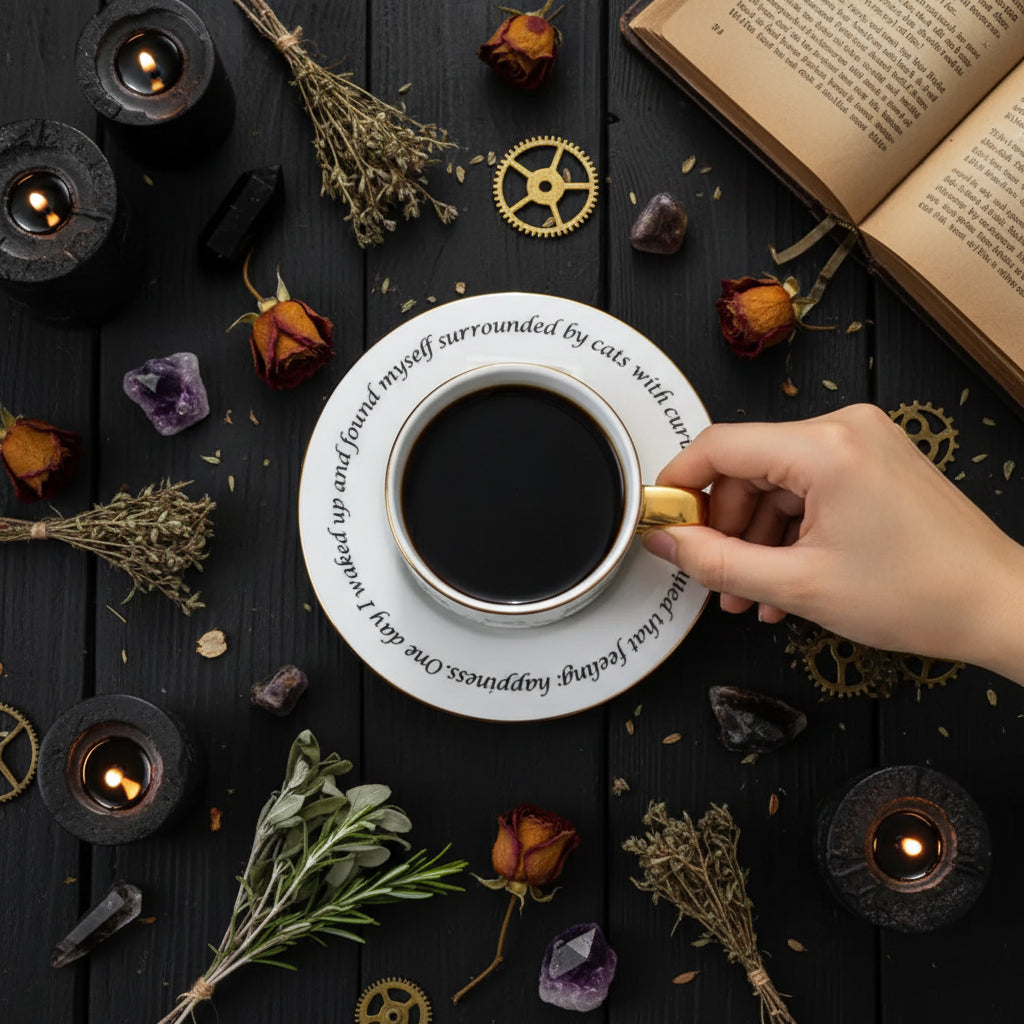 Nordic Style Black and White Cat Coffee Cup Set Sorceress Sanctuary