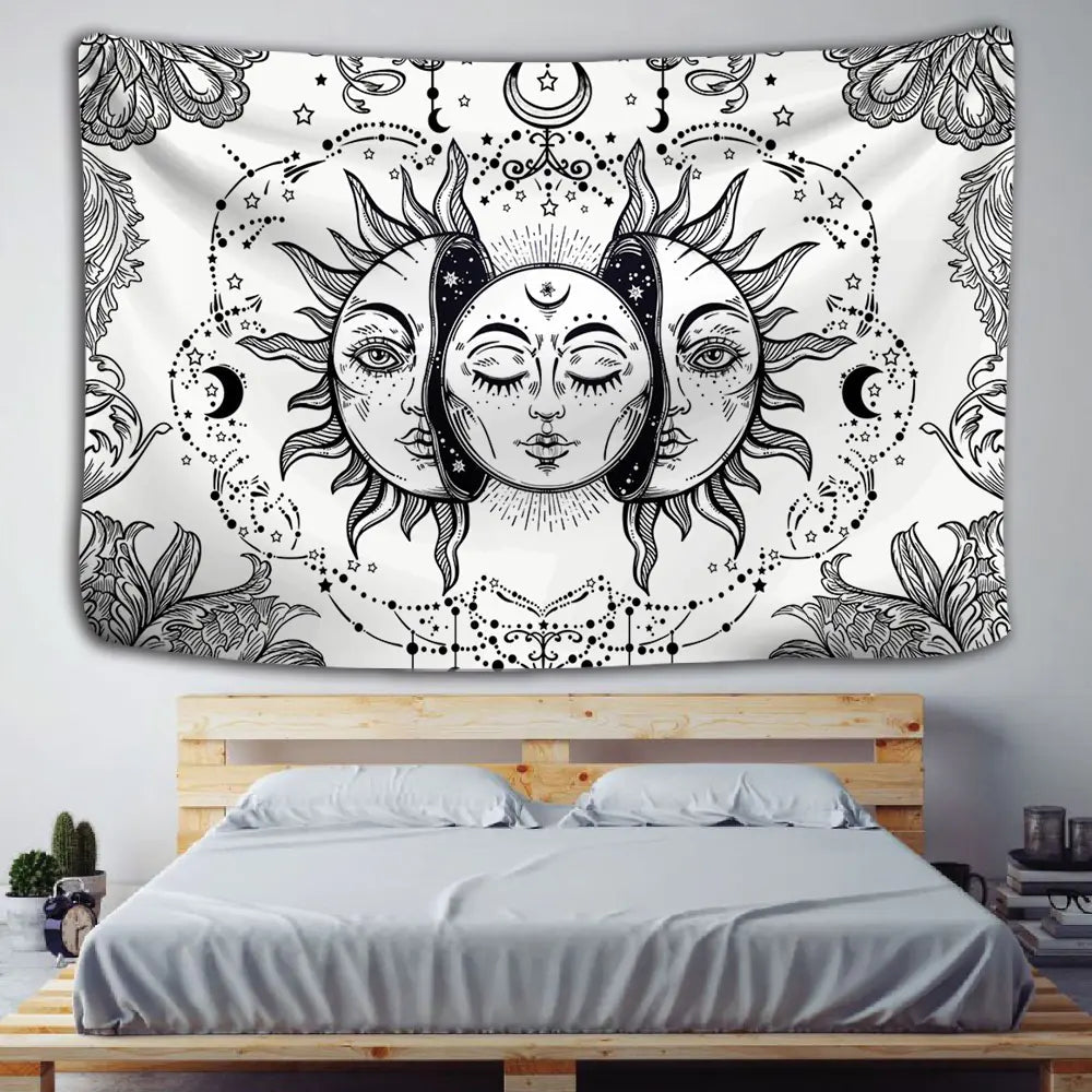 Mandala Tapestry Wall Hanging - Sun and Moon Design Sorceress Sanctuary