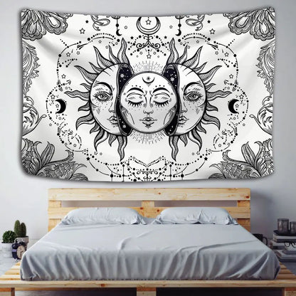 Mandala Tapestry Wall Hanging - Sun and Moon Design Sorceress Sanctuary