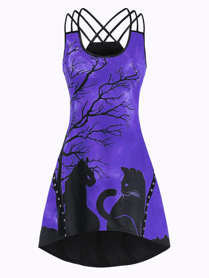 Black Cat Print Dress