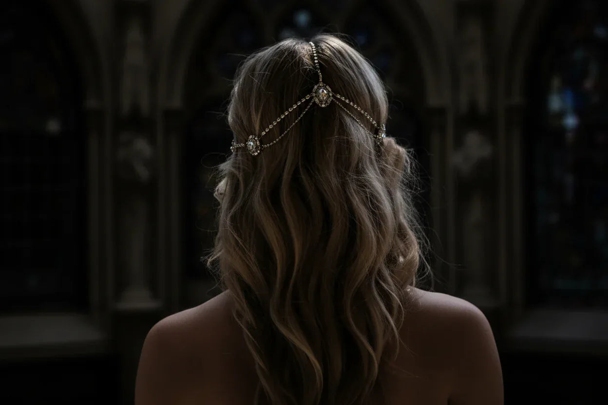 Gothic Headband with Rhinestones for Brides (Hair Accessory) Sorceress Sanctuary