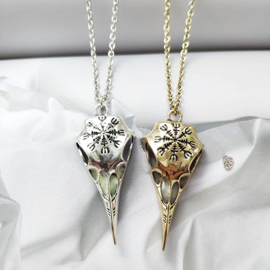 Glow Raven Skull Necklace