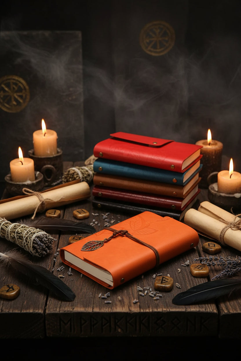 Custom Creative Travel Journal with Vintage Leaf Design Sorceress Sanctuary