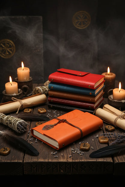 Custom Creative Travel Journal with Vintage Leaf Design Sorceress Sanctuary