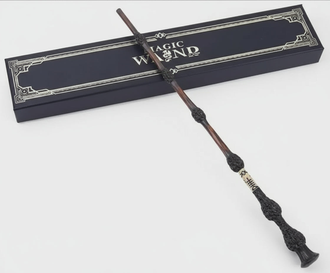 Magic wand with decorative box on a white background